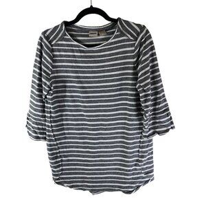 Chicos Zenergy Textured Envelope Hem Tunic Top Striped Gray White 0 (US 4/6)